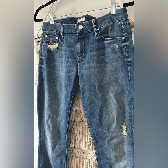 Mother The Looker Ankle Zip Skinny Jeans Distressed in Graffiti Girl Size 28 - Picture 8 of 8